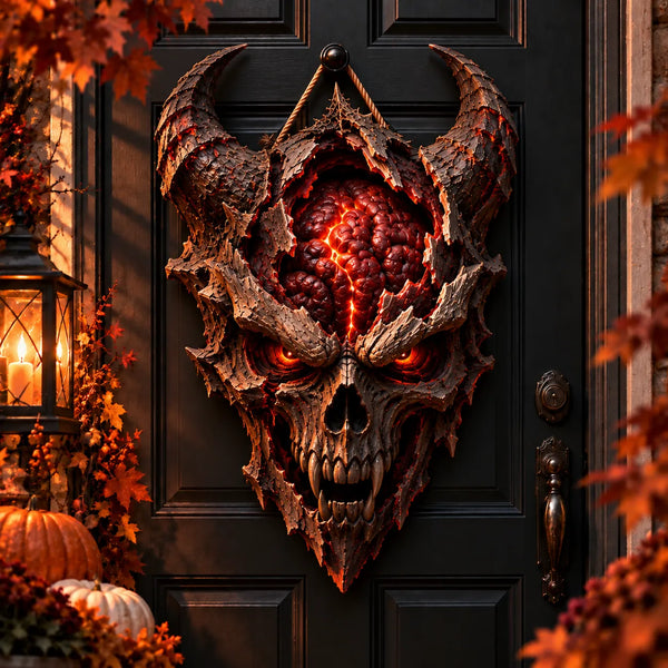 Ember Fracture - Horned Skull Heteromorphic Wood Sign - main