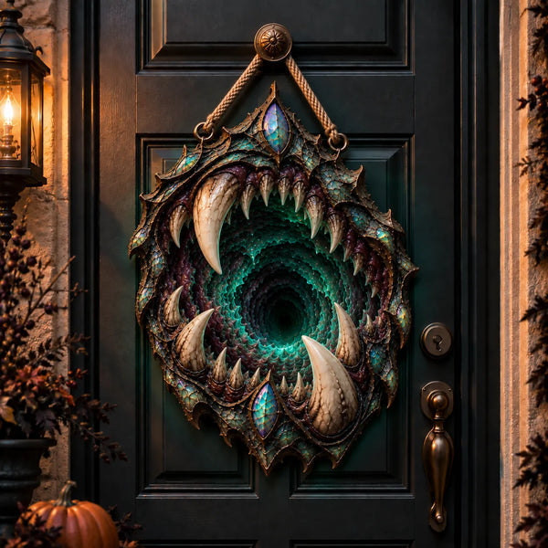 Serpent's Gate - Fanged Spiral Heteromorphic Wood Sign - main