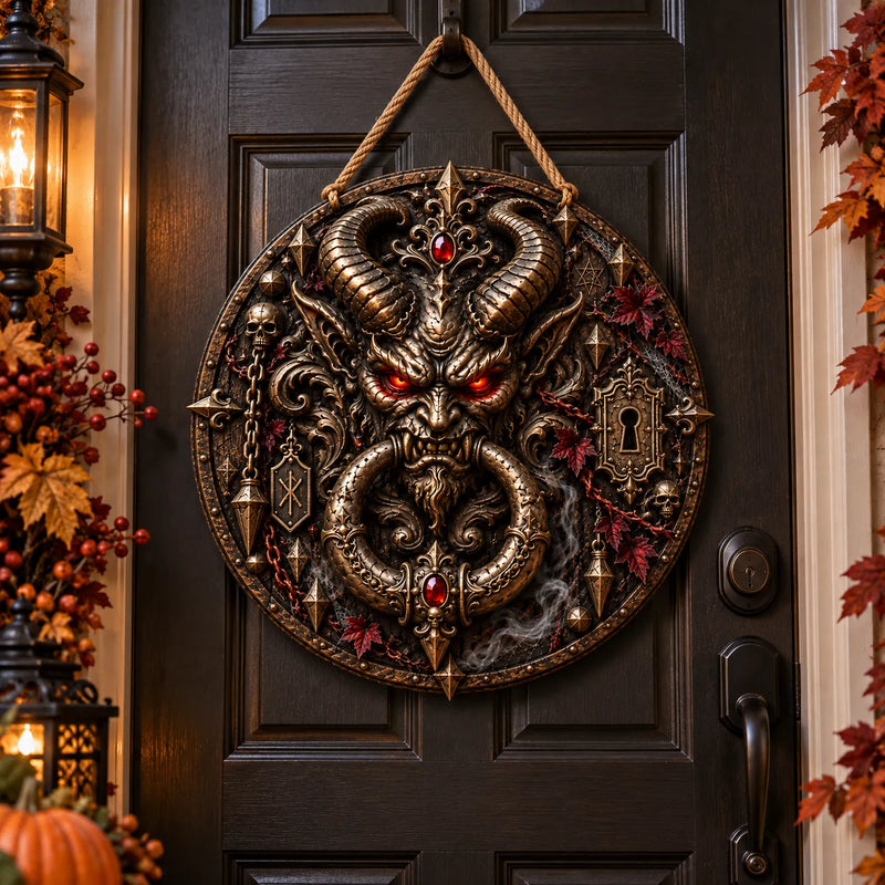 The Keeper of the Threshold - A Study in Gothic Relief and Crimson Detail