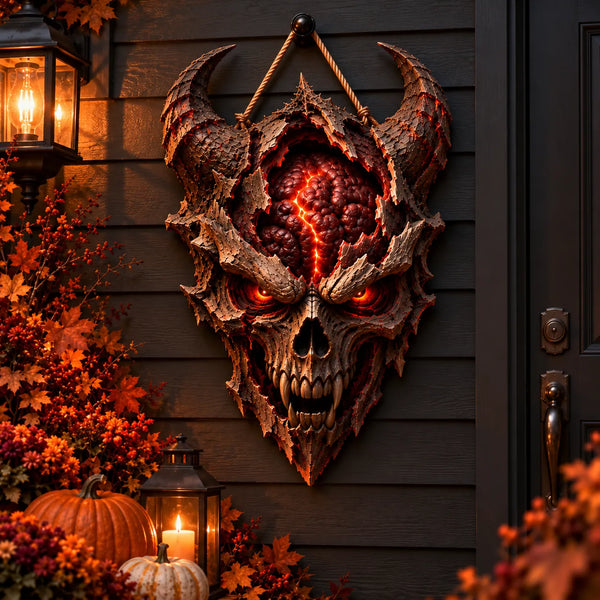 Ember Fracture - Horned Skull Heteromorphic Wood Sign - main