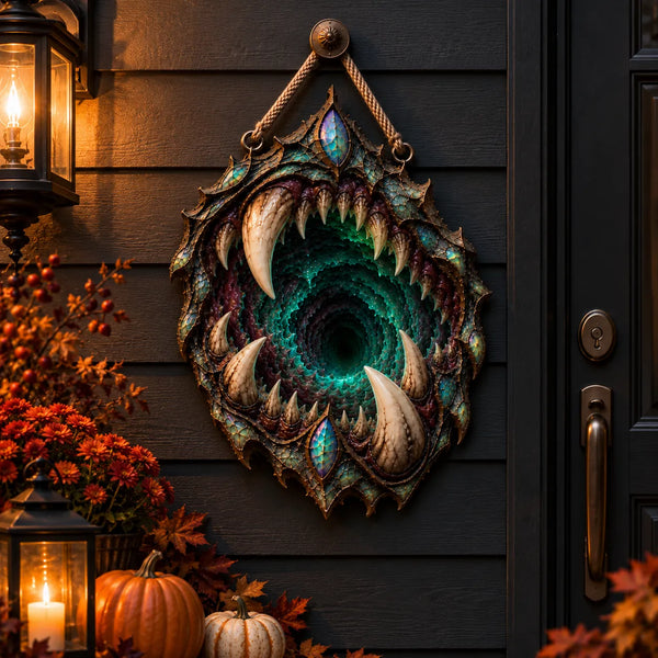 Serpent's Gate - Fanged Spiral Heteromorphic Wood Sign - main