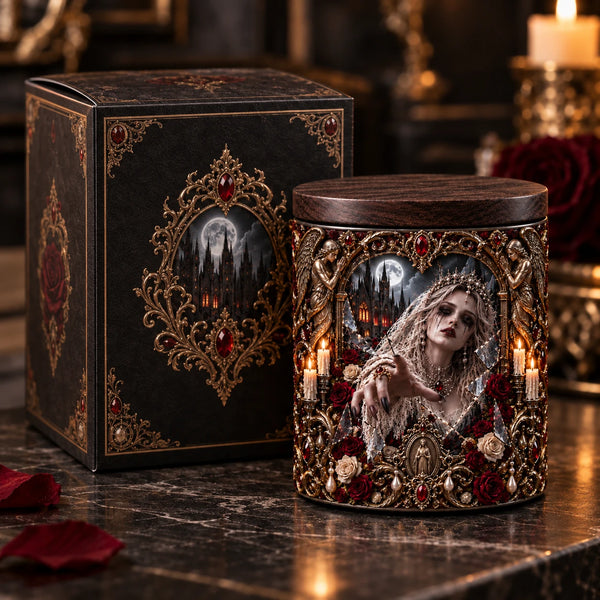 Veiled Requiem - Gothic Cathedral Label, Candlelit Tabletop Statement - main